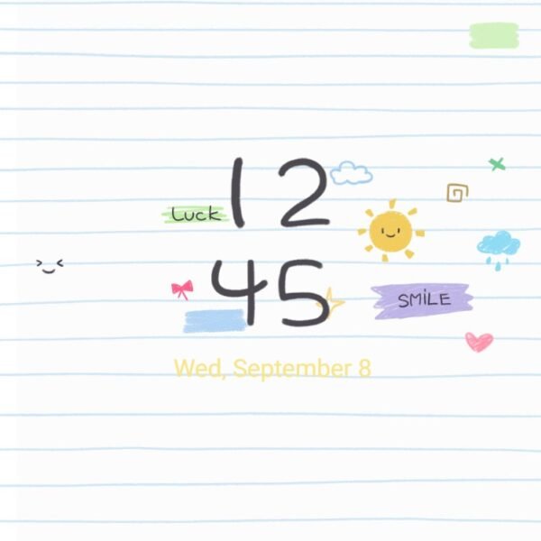 Samsung Themes: ❤️Mun❤️ Happy Notes ~❤️ Premium Theme fun and playful doodles with positive words on lined notebook paper screen shot 7