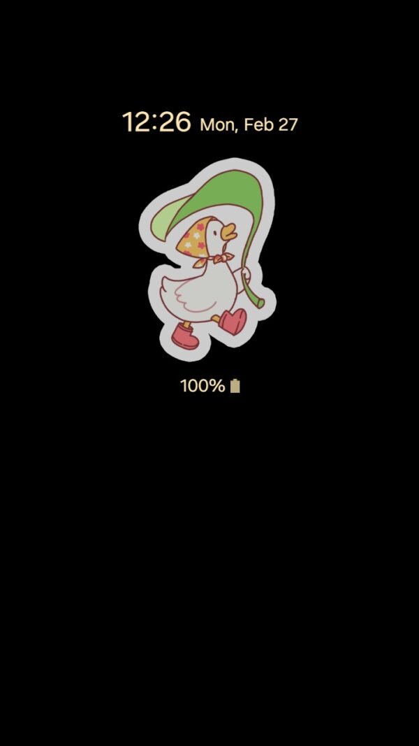Samsung Themes: ❤️Mun❤️ Duck Stroll ~❤️ Premium Theme cheerful duck in a bonnet walking across layered pastel paper with doodles screen shot 6