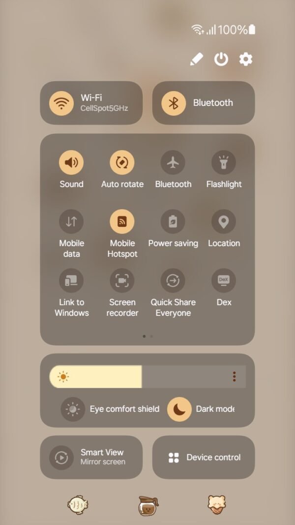 Samsung Themes: [Sim] Coffee Cat ~ Premium Theme a cute barista cat serves coffee and pastries in a cozy cafe scene screen shot 4