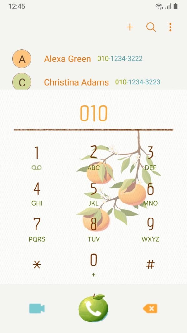 Samsung Themes: ❤️Mun❤️ Citrus Charm ~❤️ Premium Theme juicy tangerines and blossoms shine against a refreshing blue background screen shot 2