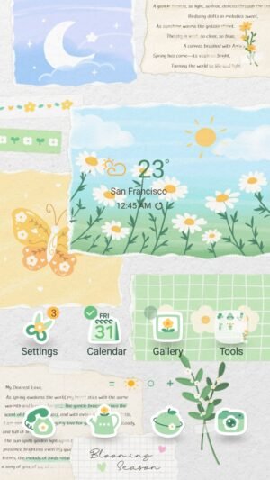 Samsung Themes: ❤️Mun❤️ Blooming Torn Paper ~❤️ Premium Theme with torn paper design with blooming floral accents screen shot 0