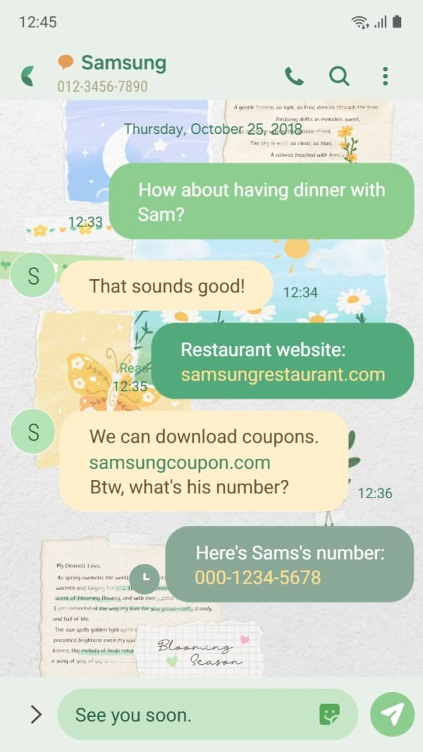Samsung Themes: ❤️Mun❤️ Blooming Torn Paper ~❤️ Premium Theme with torn paper design with blooming floral accents screen shot 3