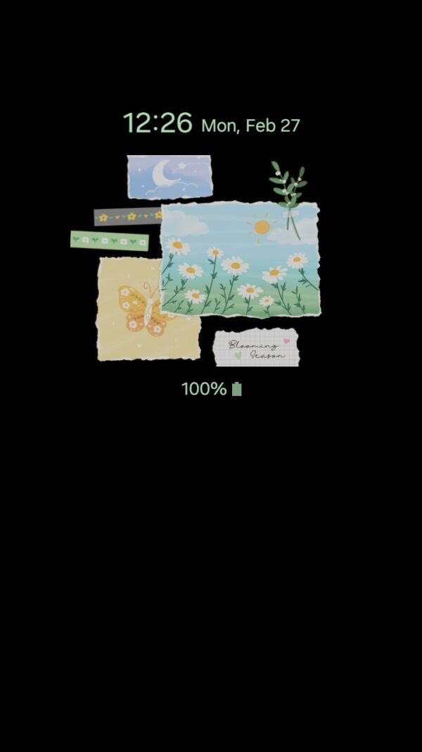 Samsung Themes: ❤️Mun❤️ Blooming Torn Paper ~❤️ Premium Theme with torn paper design with blooming floral accents screen shot 6