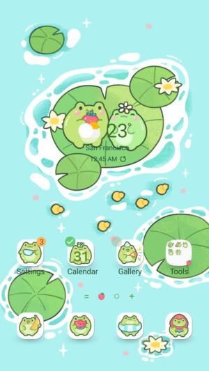 Samsung Themes: ❤️Mun❤️ Frog Love ~❤️ Premium Theme cute frogs on lily pads with a loveable vibe screen shot 0