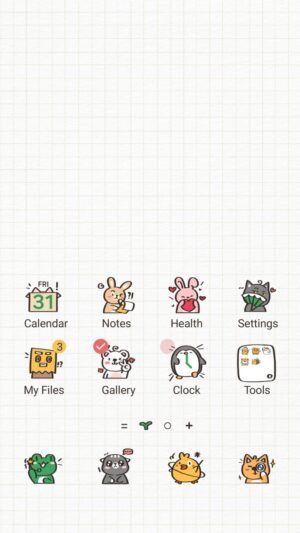 Samsung Themes: ❤️Mun❤️ Simple Sticker ~❤️ Premium Theme fun hand-drawn animal icons bring charm and whimsy on simple background screen shot 0