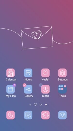 Samsung Themes: [Sim] Secret Letter ~ Premium Theme a soft muted gradient with a heart envelope brings deep romantic vibes screen shot 0