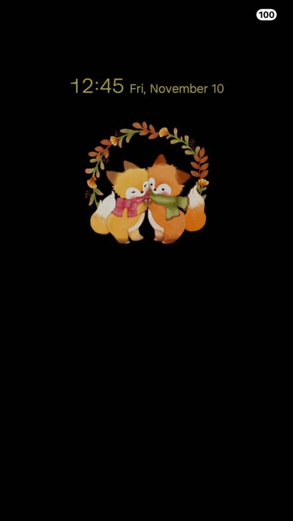 Samsung Themes: [Sim] Cozy Foxes ~ Premium Theme two foxes in scarves cuddle under autumn leaves in a warm embrace screen shot 6