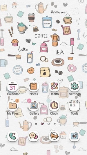 Samsung Themes: ❤️Mun❤️ Coffee Time Animated ~❤️ Premium Animated Theme cute motion illustrations of coffee, tea and bakery items screen shot 0