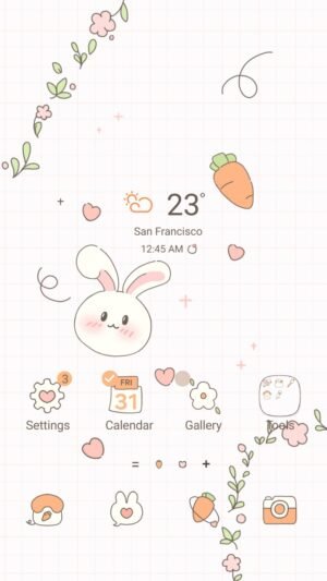 Samsung Themes: [Sim] Bunny Blooms ~ Premium Theme cute bunny with floral and carrot accents screen shot 0
