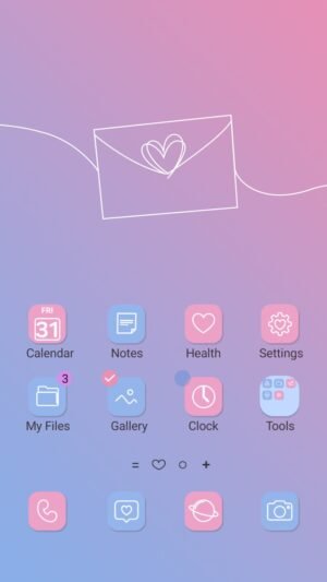 Samsung Themes: [Sim] Romantic Letter ~ Premium Theme a soft pastel gradient with a heart envelope brings bright romantic vibes screen shot 0