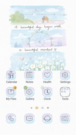 Samsung Themes: ❤️Mun❤️ Beautiful Mindset ~❤️ Premium Theme serene imagery with ferris wheel, flowers and positive messages screen shot 0