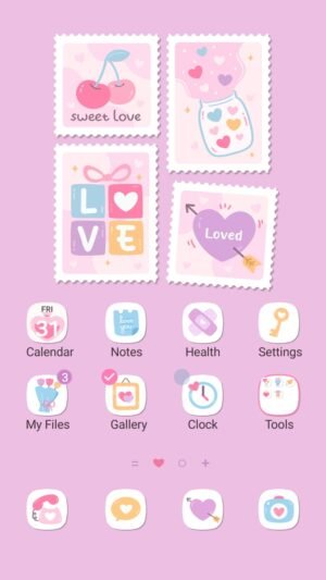 Samsung Themes: ❤️Mun❤️ Love Stamps ~❤️ Premium Theme cute stamps with hearts and love themes on pink background screen shot 0