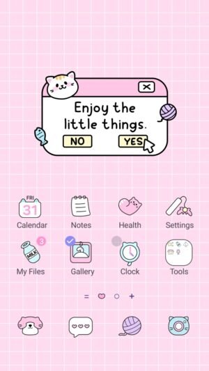 Samsung Themes: ❤️Mun❤️ Little Reminder ~❤️ Premium Theme a cute cat pop-up reminds you to enjoy life’s tiny moments screen shot 0
