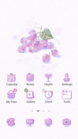 Samsung Themes: ❤️Mun❤️ Shiny Grapes ~❤️ Premium Theme a soft watercolor bunch of purple grapes on a pale background screen shot 0