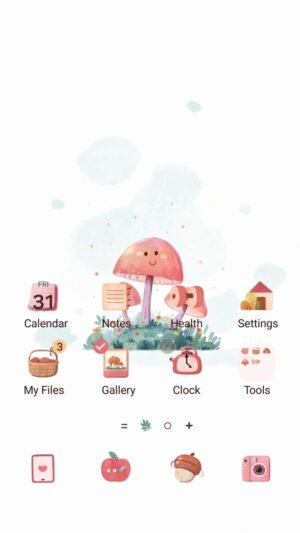 Samsung Themes: ❤️Mun❤️ Cute Mushrooms ~❤️ Premium Video Theme adorable pink mushrooms with happy faces in a whimsical garden screen shot 0