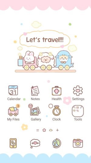 Samsung Themes: ❤️Mun❤️ Cute Animals Train ~❤️ Premium Theme adorable animals ride a pastel train on a fun journey screen shot 0