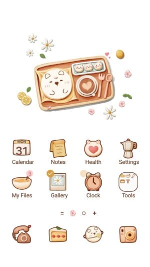 Samsung Themes: [Sim] Cute Bento Box ~ Premium Theme adorable animal-shaped meal with sweet details and soft colors screen shot 0