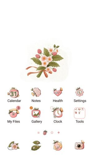 Samsung Themes: [Sim] Blooming Berry Pot ~ Premium Theme a sweet potted plant with flowers, berries and fluttering butterflies screen shot 0