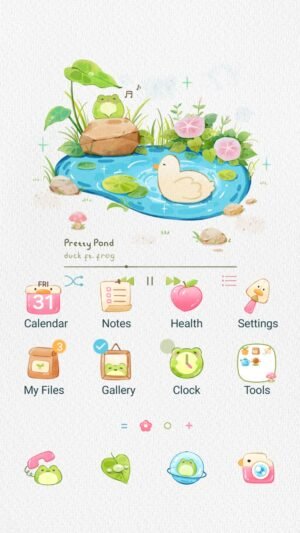 Samsung Themes: ❤️Mun❤️ Pretty Pond Pals ~❤️ Premium Theme charming duck and frog pond theme screen shot 0
