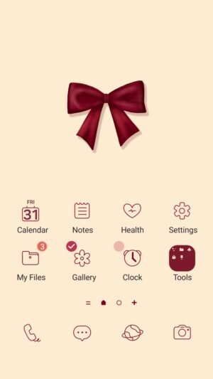 Samsung Themes: ❤️Mun❤️ Burgundy Bow ~❤️ Premium Theme a classic burgundy bow adds charm against a clean beige backdrop screen shot 0