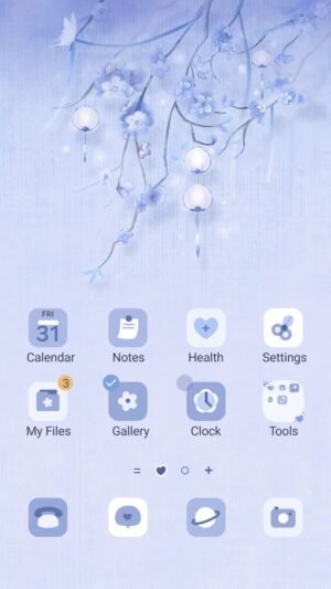 Samsung Themes: ❤️Mun❤️ Lantern Blossoms ~❤️ Premium Theme soft blossoms and lanterns glow in a dreamy blue mist screen shot 0