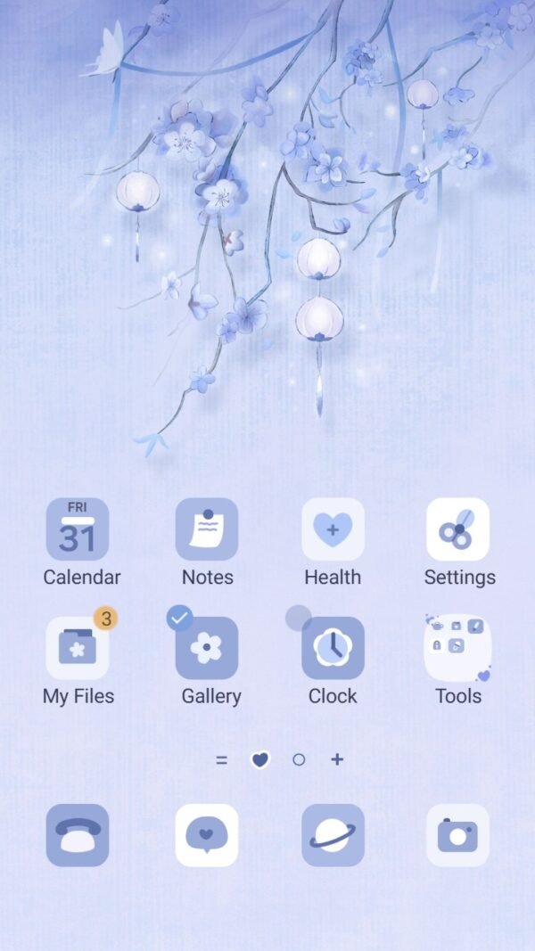Samsung Themes: ❤️Mun❤️ Lantern Blossoms ~❤️ Premium Theme soft blossoms and lanterns glow in a dreamy blue mist screen shot 0