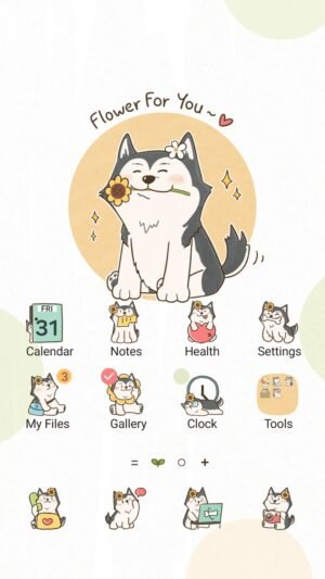 Samsung Themes: ❤️Mun❤️ Playful Puppy Husky ~❤️ Premium Theme adorable husky saying hi to hooman screen shot 0