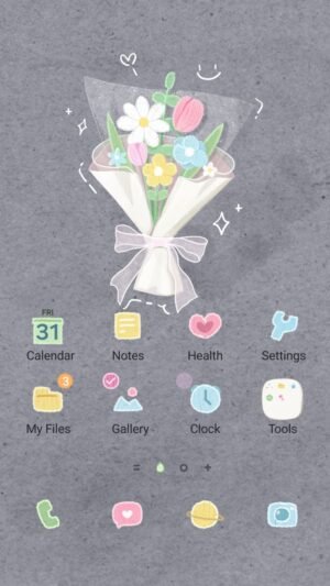 Samsung Themes: ❤️Mun❤️ Knitted Flower Bouquet ~❤️ Premium Theme small bouquet with colorful flowers, tied with bow screen shot 0