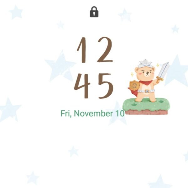 Samsung Themes: ❤️Mun❤️ Brave Bear ~❤️ Premium Theme a tiny warrior bear stands proudly, ready to protect with sword and shield screen shot 7
