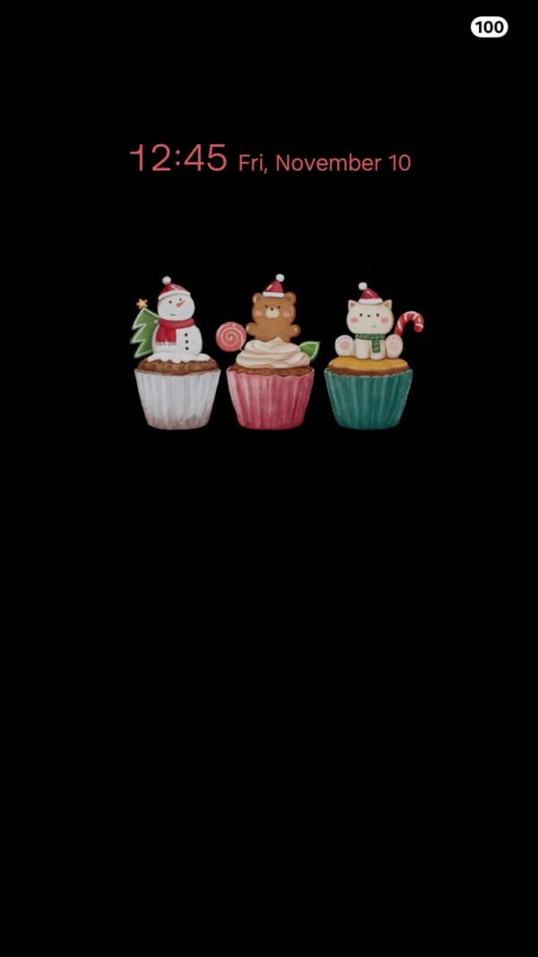 Samsung Themes: [Sim] Cute Christmas Cupcake ~ Premium Theme festive cupcakes topped with cute characters bring holiday sweetness screen shot 6