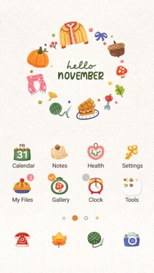 Samsung Themes: ❤️Mun❤️ Hello November ~❤️ Premium Theme November with cozy sweaters, pumpkins and a shift to winter warmth screen shot 0