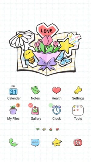 Samsung Themes: ❤️Mun❤️ Lovely Floral Theme ~❤️ Premium Theme cute flowers and love in a grid screen shot 0