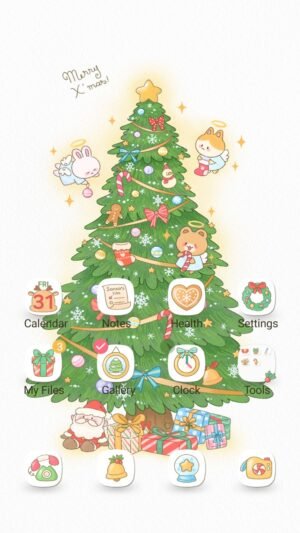 Samsung Themes: ❤️Mun❤️ Merry Christmas Tree ~❤️ Premium Theme cute holiday tree with festive cheer screen shot 0