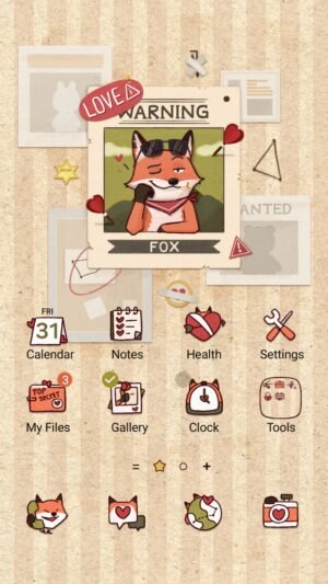 Samsung Themes: ❤️Mun❤️ Wanted Love Fox ~❤️ Premium Theme playful fox with love and adventure screen shot 0