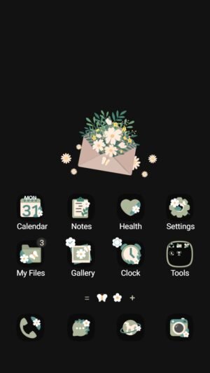 Samsung Themes: [Sim] Floral Letter ~ Premium Theme delicate envelope with daisies on dark background screen shot 0