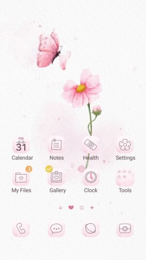 Samsung Themes: ❤️Mun❤️ Pink Floral Butterfly ~❤️ Premium Theme a gentle butterfly flutters above a soft pink flower in bloom screen shot 0
