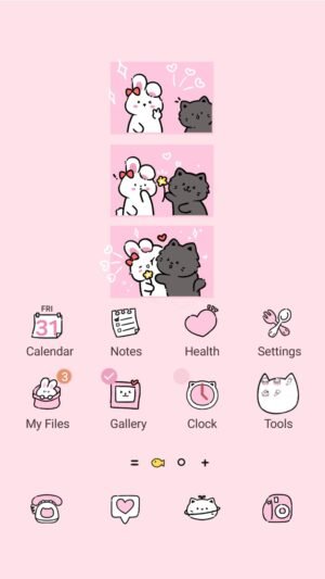 Samsung Themes: ❤️Mun❤️ Bunny Kitty Bliss ~❤️ Premium Theme a cute bunny and cat share loving, heart-filled moments together screen shot 0
