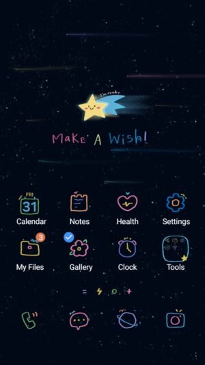 Samsung Themes: ❤️Mun❤️ Wishing Star ~❤️ Premium Theme a cheerful shooting star rushes through the night sky, spreading dreamy magic screen shot 0