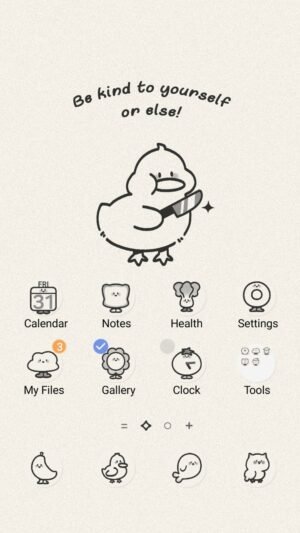 Samsung Themes: ❤️Mun❤️ Silly Duck ~❤️ Premium Theme a playful duck delivers a funny yet caring reminder to be kind screen shot 0