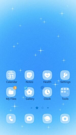 Samsung Themes: ❤️Mun❤️ Sparkling Blue ~❤️ Premium Theme soft blue sky with scattered white stars, creating a peaceful dreamy mood screen shot 0