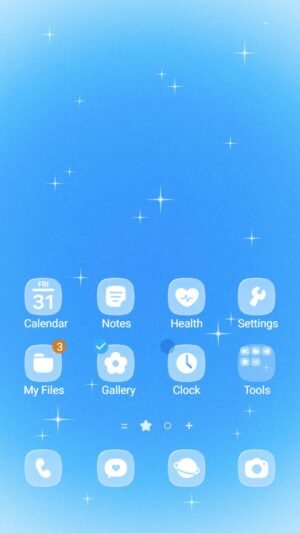 Samsung Themes: ❤️Mun❤️ Sparkling Night ~❤️ Premium Theme gentle golden stars shimmer softly against a deep midnight sky screen shot 0