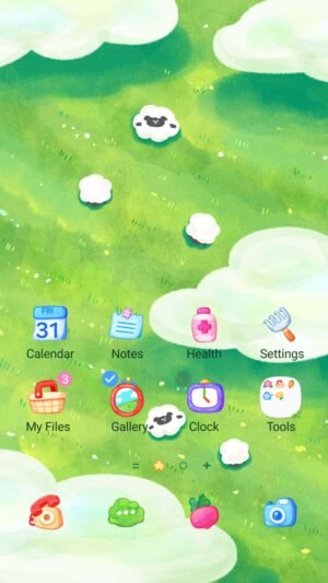 Samsung Themes: ❤️Mun❤️ Cloudy Sheep Field ~❤️ Premium Theme fluffy sheep drifting through dreamy green fields screen shot 0