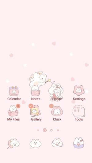Samsung Themes: ❤️Mun❤️ Kawaii Bunny Video ~❤️ Premium Video Theme gentle bunnies float among clouds in a calm, dreamy sky screen shot 0