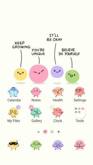 Samsung Themes: ❤️Mun❤️ Positive Emoji ~❤️ Premium Theme adorable emojis spreading joy, encouragement and positivity everywhere screen shot 0