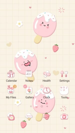 Samsung Themes: ❤️Mun❤️ Sweet Popsicle ~❤️ Premium Theme cute pink ice cream fun screen shot 0
