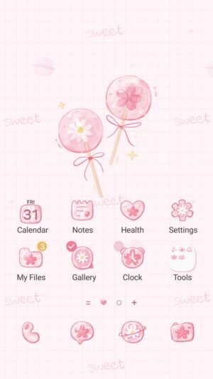 Samsung Themes: ❤️Mun❤️ Sweet Blossom Lollipops ~❤️ Premium Theme adorable pink lollipop bliss for your screen screen shot 0