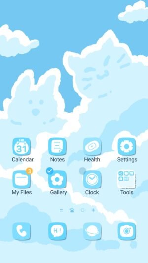 Samsung Themes: ❤️Mun❤️ Dreamy Pet Clouds ~❤️ Premium Theme soft animal-shaped clouds float peacefully in a bright blue sky screen shot 0