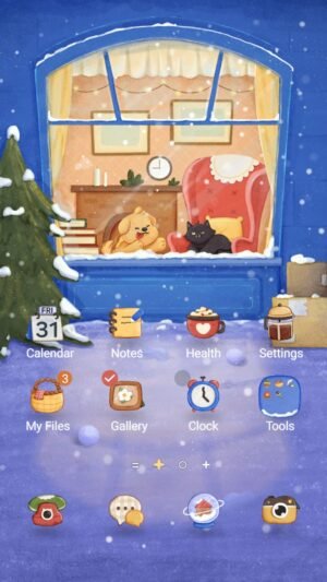 Samsung Themes: ❤️Mun❤️ Cozy Winter ~❤️ Premium Theme warm holiday vibes in snowy comfort screen shot 0