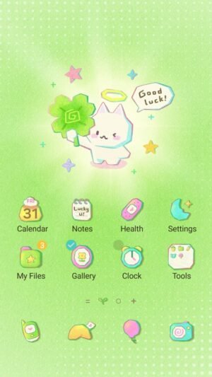 Samsung Themes: ❤️Mun❤️ Lucky Kitty ~❤️ Premium Theme a cute cat wishing you good luck screen shot 0