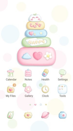 Samsung Themes: ❤️Mun❤️ Pastel Love Stack ~❤️ Premium Theme soft pastel blocks stack together with cute hearts, clouds and sprinkles screen shot 0